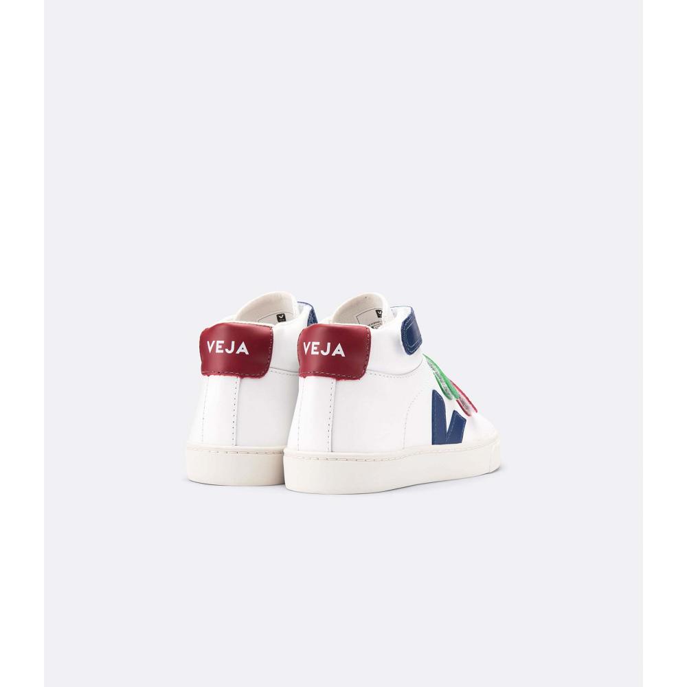 Veja ESPLAR MID LEATHER Kids' High Tops White/Red | NZ 684TCE